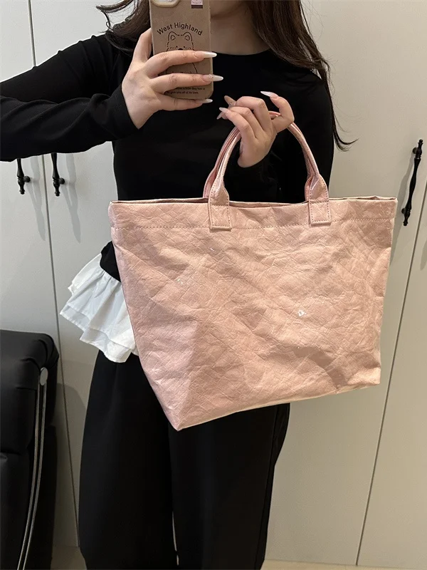 

Retro Dupont Letter Casual Handbag Commuter Women's Large Capaci Transparent mat Tote Bag Faion Trend Soft PVC