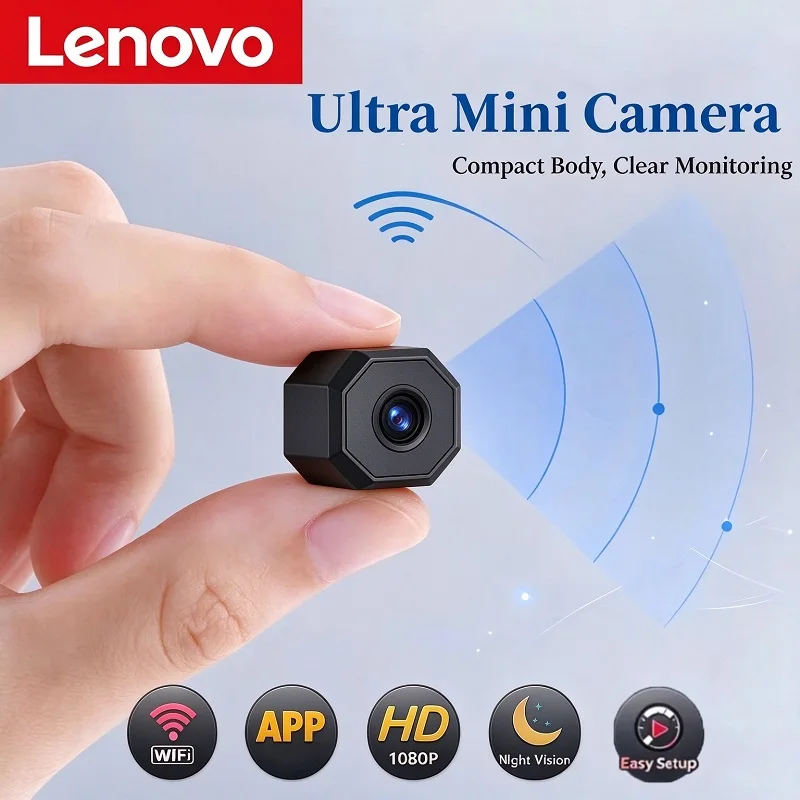 Lenovo Wireless Camera 4K Surveillance Security Mini Video Cam Night Vision Motion Detect Camcorder Mini Monitor Smart Home New