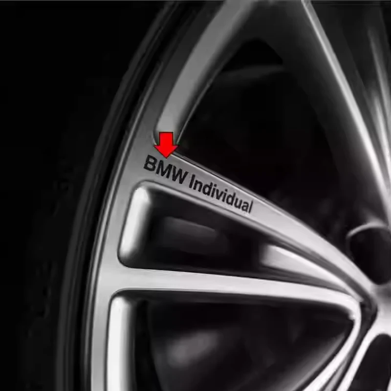 4Pcs Car Wheel Sticker For BMW Individual E46 E60 E39 E70 E83 E85 E87 E90 F10 F20 F30 1 2 3 5 7 X Series M3 M5 M7 M2 - Image 2