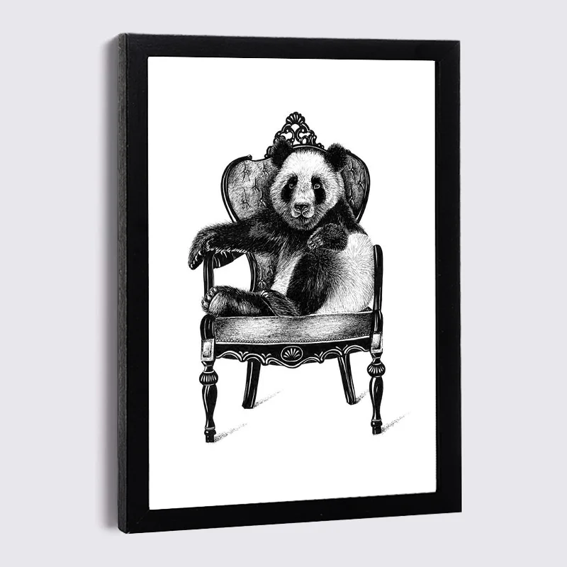 Nordic Family Photo Frame Wall Chair panda Canvas Poster and Prints 9x13 21x30 Black Wood Frame Luxury Decor Painting Frames