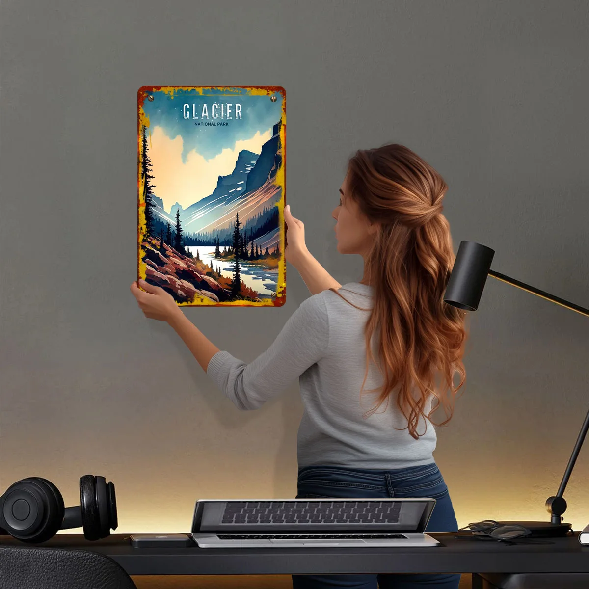 Glacier National Park Metal Signs Travel Poster Gamer Room Decoration Custom Tinplate Sign for Wall Art Decoration Dekoration