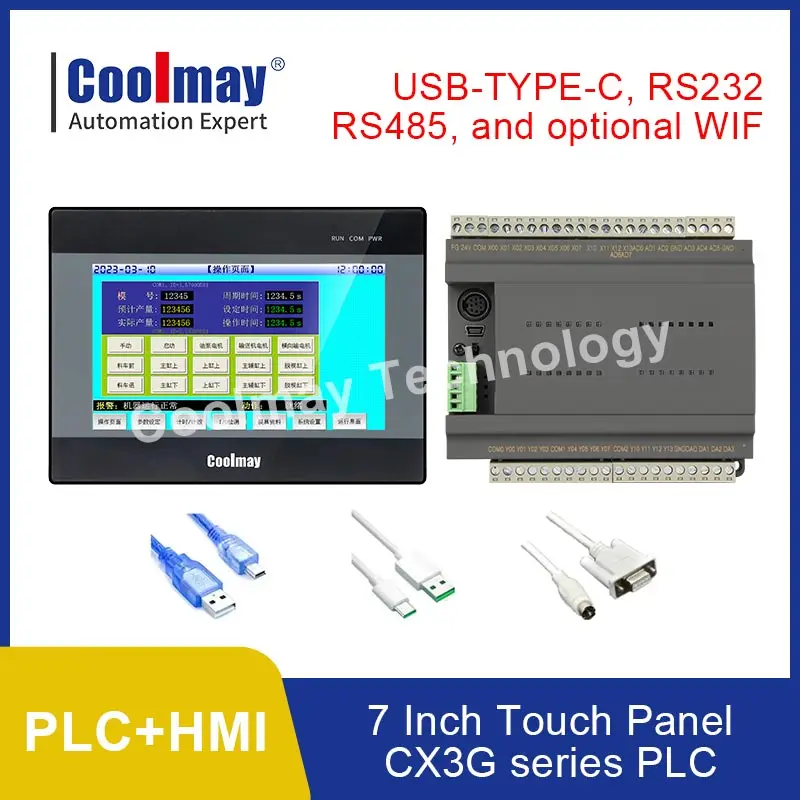 7 Inch Touch Panel Industrial Monitor Coolmay HMI and CX3G series PLC industrial control board