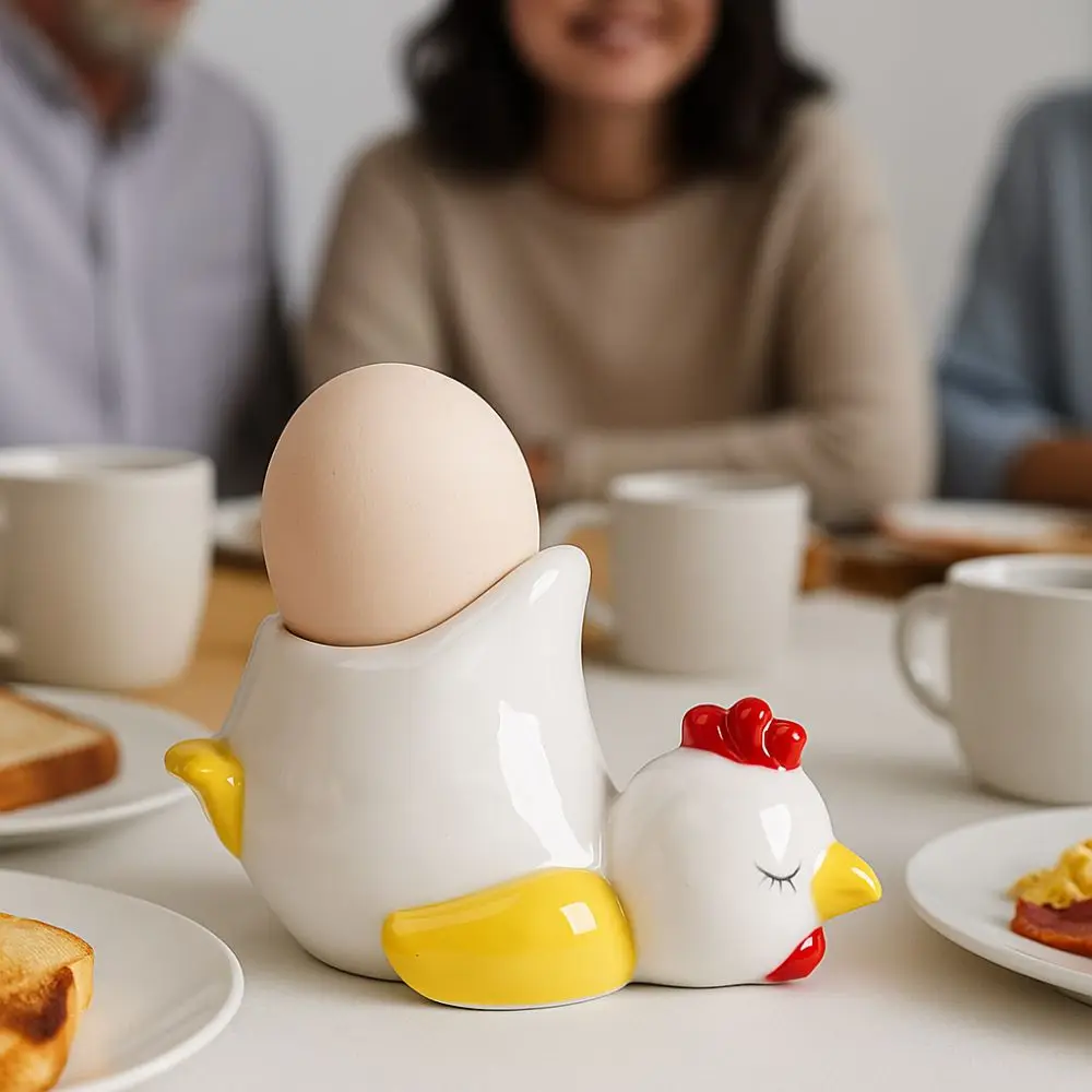 

Creative Ceramic Cartoon Eggs Holder Stable Eggs Display Rack Eggs Base Chicken Shape Eggs Stands Gift