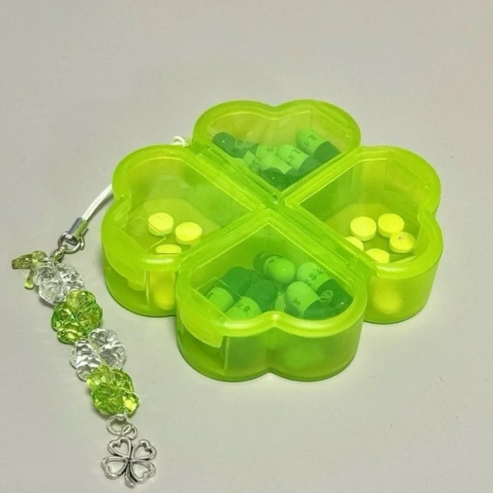 Portable Plastic Pill Storage Box Four-leaf Clover 4 Grids Daily Pill Organizer Drug Separation Drug Contain