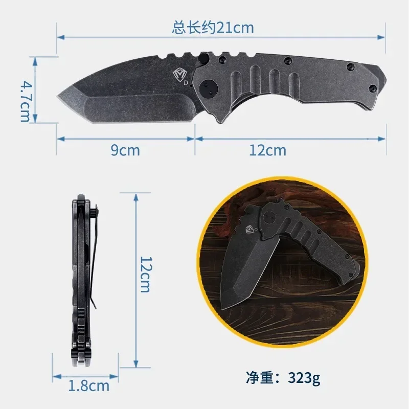 Kitchen Stainless Steel Folding Fruit Knife Lightweight Multi-purpose Outdoor Camping Barbecue Knife Metal Handle Fishing Knife