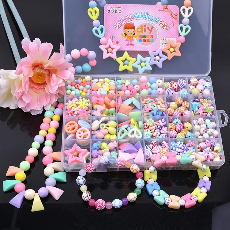 DIY Beads Toys for Children 24 Grid Handmade Toddlers Making Puzzles Beads for Girls Kit Bracelets Girls Toys for 3 5 7 9 11