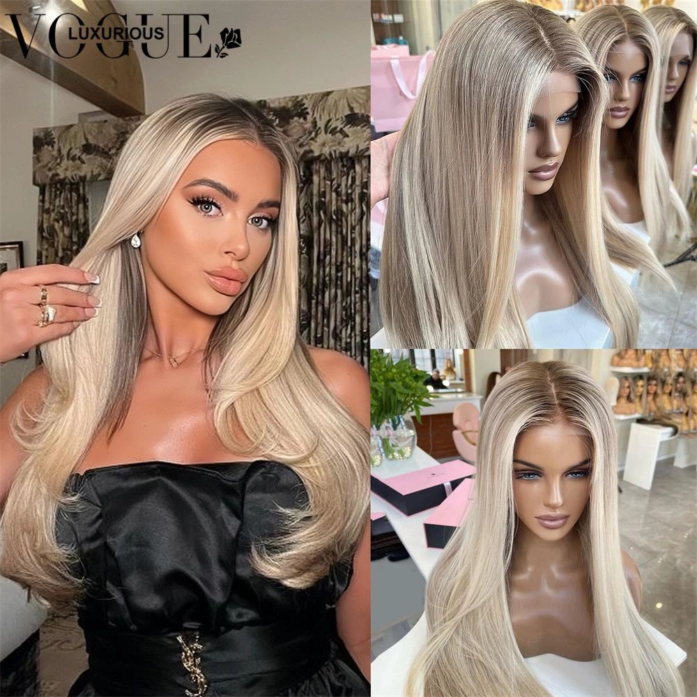 

Elegant Highlight Ombre Beige Blonde 13x6 Transparent Lace Front Wigs Human Hair 200% Density Remy Human Hair Wig With Baby Hair