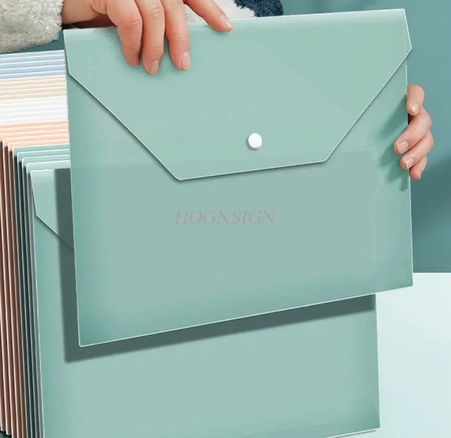 20pcs A4  semi transparent button folder, data archiving and storage bag, office supplies, file bag,