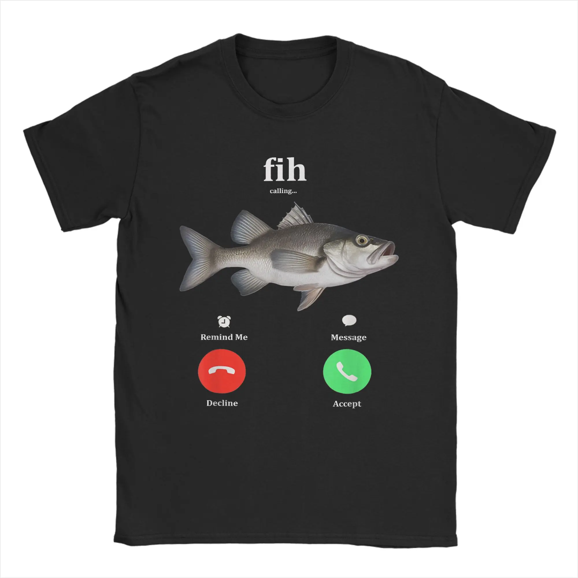 

Fih Calling Remind Me Message Decline Accept Phone Call Fish T-Shirt Men Women Fun Fishman Graphic Short Sleeve Blouses Novelty
