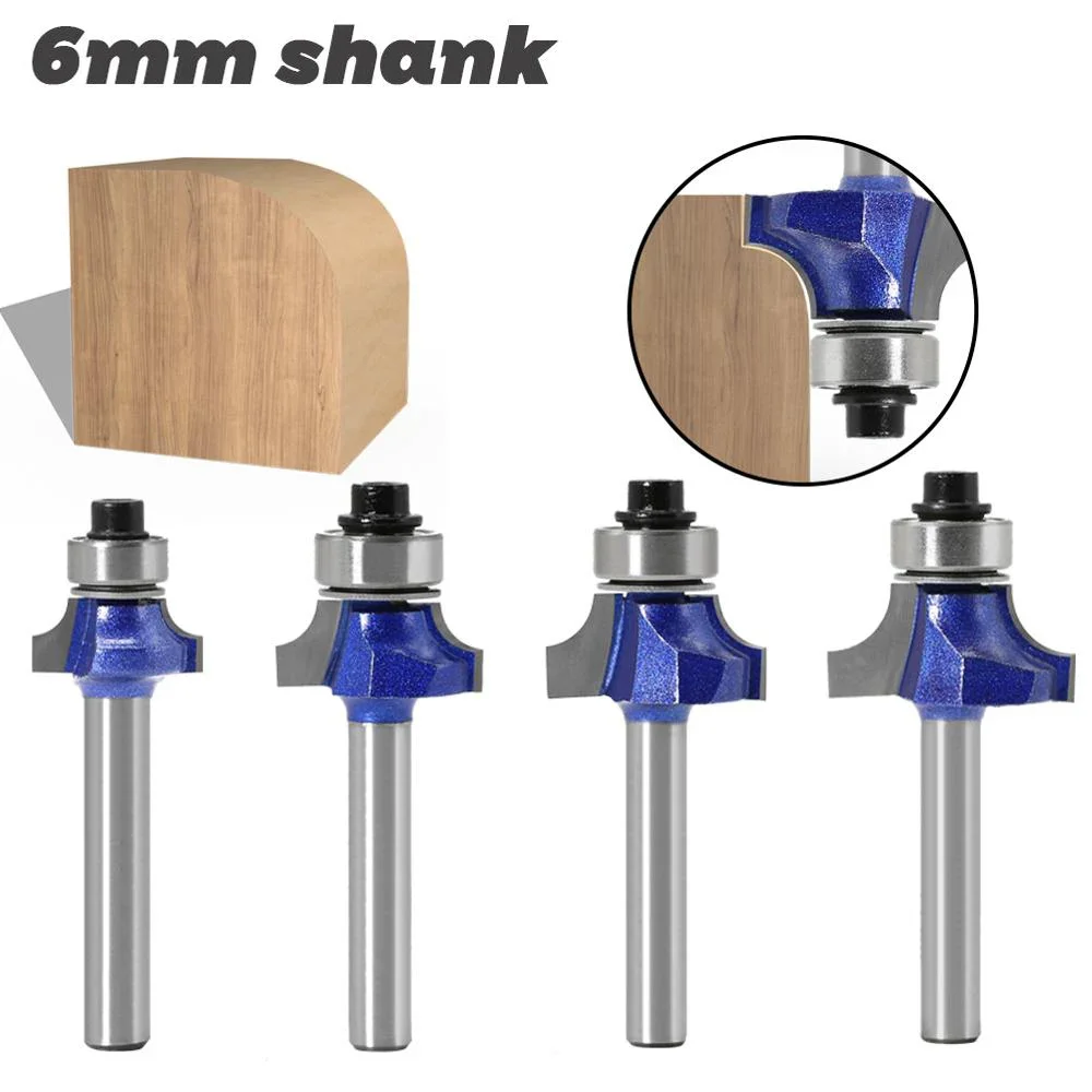 1PC 6MM Shank Milling Cutter Wood Carving Corner Round Professional Level Over Router Bit With Bearing For Woodworking Carbide