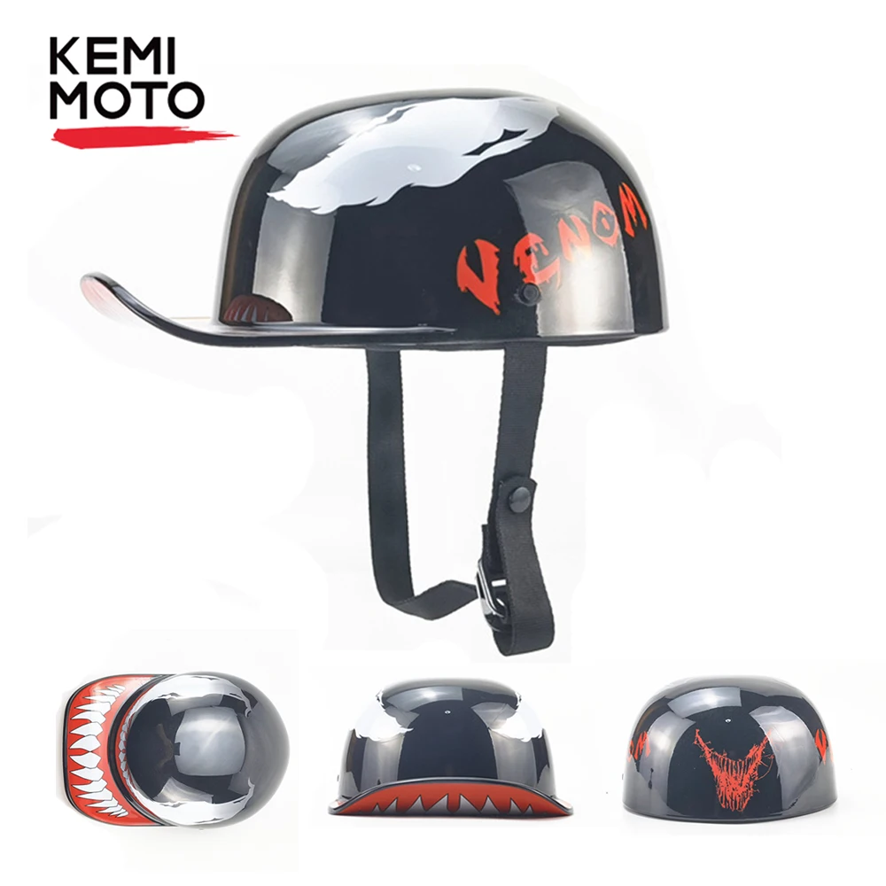 Motorcycle Retro Half Helmet Vintage Safety Buckle Street Fashion Trend Baseball Cap Scoop Comfortable Lining ABS Moto Helmet