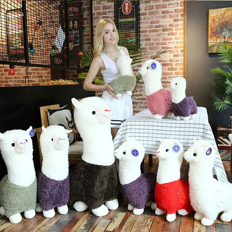 100cm Alpaca Plush Toy 6 Colors Cute Animal Doll Soft Cotton stuffed doll Home office decor Kids girl Birthday Christmas Gift