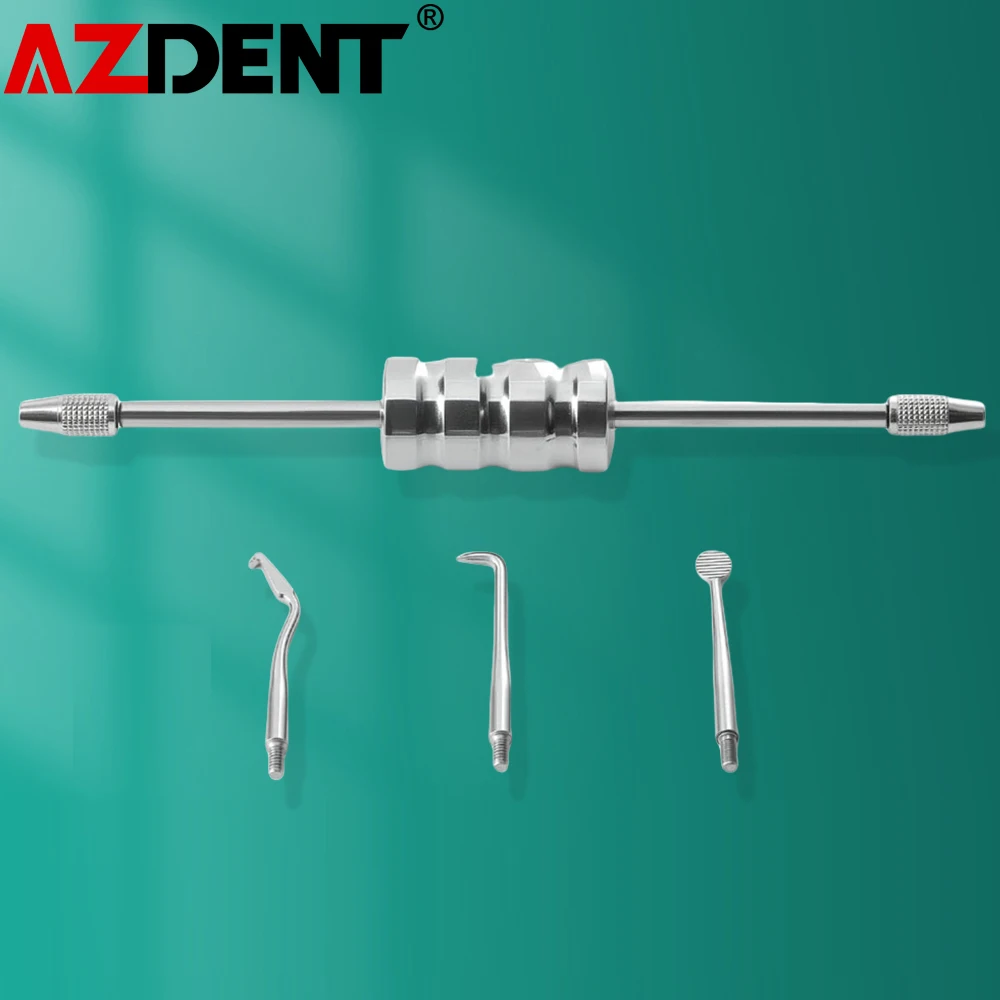 1Pcs Azdent Manual Dental Crown Remover Stainless Steel Manual Bridge Remover With 3 Attachments Reusable Dentistry Lab Tools