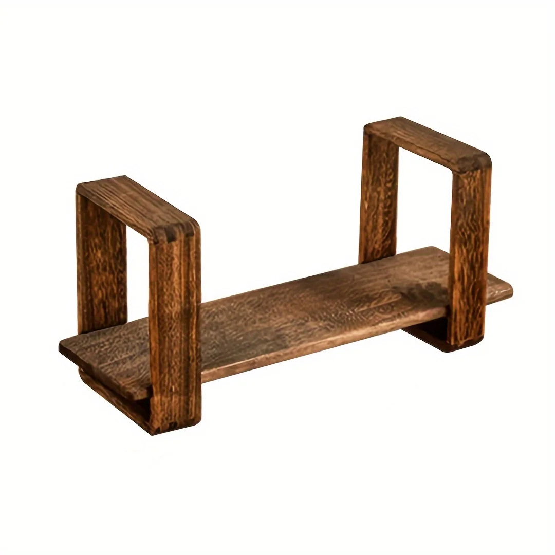 Classic Style Wooden Book and Magazine Holder - Multipurpose Office Desk Organizer with Window-View Design, No Electricity