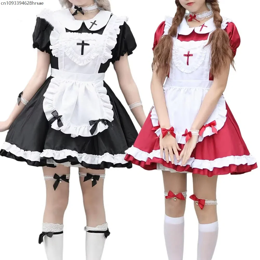 ゴシックロリータメイドドレスレトロコスプレ衣装中世メイド服サーヴァントドレスカフェメイドヨーロッパ服