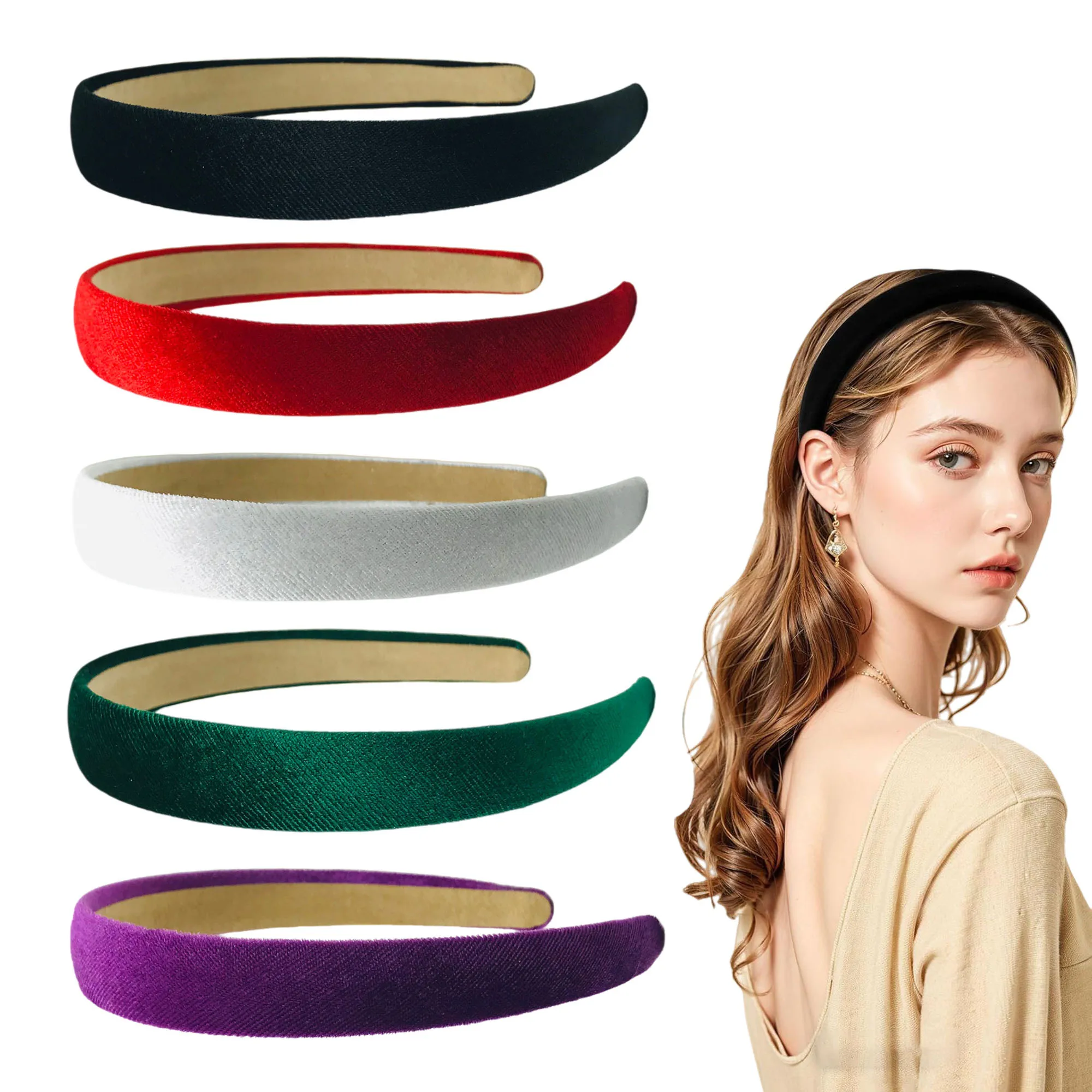 

2Pcs 6Pcs 2cm Velvet Fabric Covered Headband 6 Color Wholesale Resin Hairband Women Non Slip Hair Hoop Headwear Hair Accessories