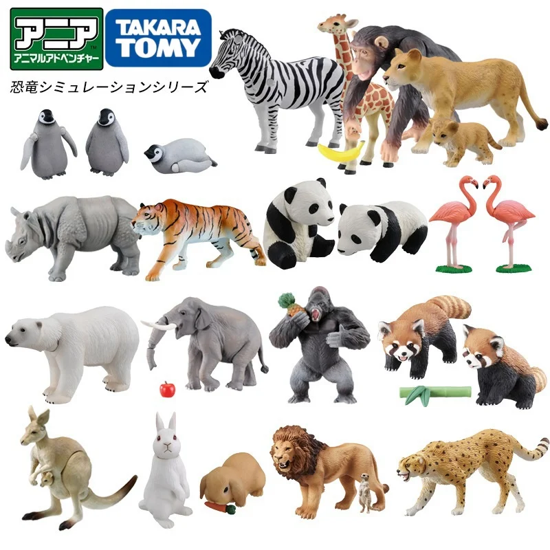 Originele Takara Tomy Tomica Simulatie Wild Dier Tijger Krokodil Olifant Leeuw Panda Orang-oetan Model Voor Kinderen Speelgoed Cadeau