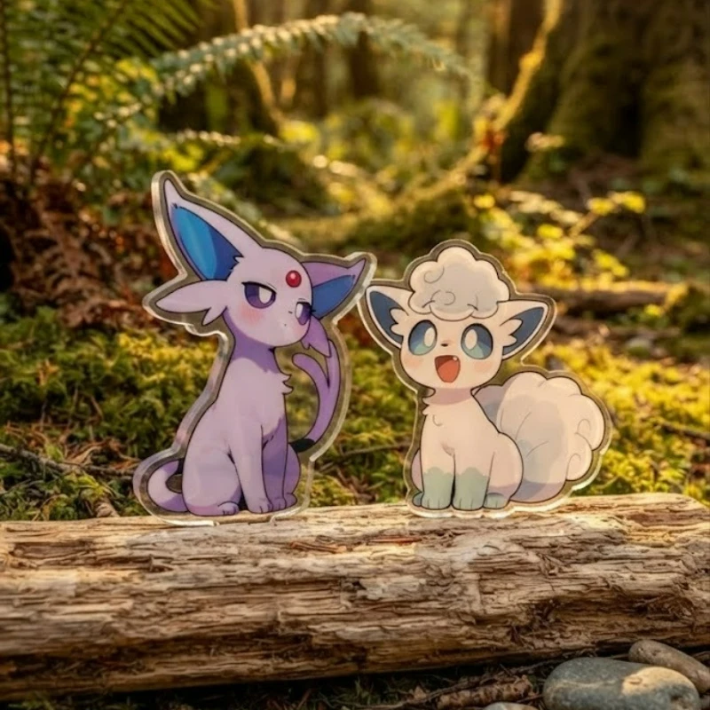 Espeon Alolan Vulpix Acrylic Standee Cute Cartoon Figure Transparent Desk Ornament Kawaii Collectible Gift for Anime Fans