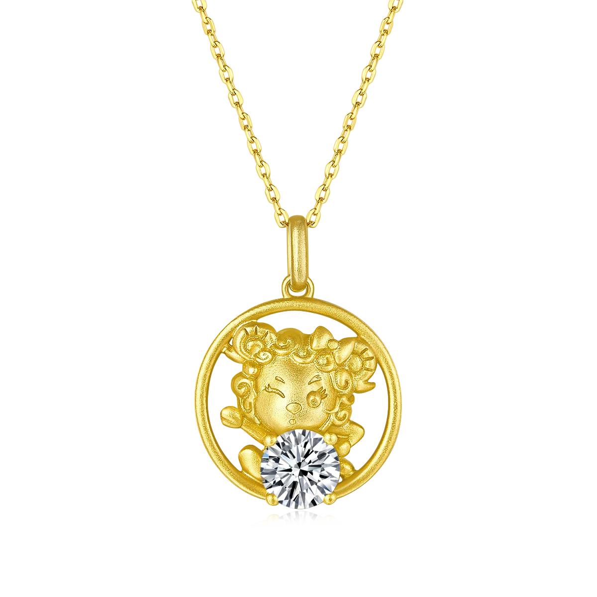 

Chinese Zodiac Series Sheep Moissanite Stone S925 Gold Plated Necklace 1.0 Carat Jewelry