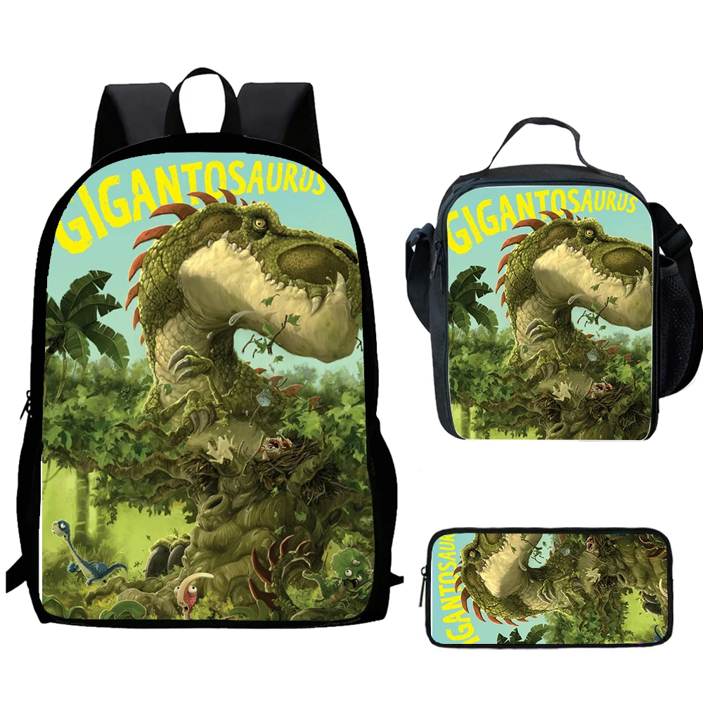 3PCS Dinosuar  Football Print Child School Backpack With Lunch Bags Pencil Bags For,Light Weight Child School Bags