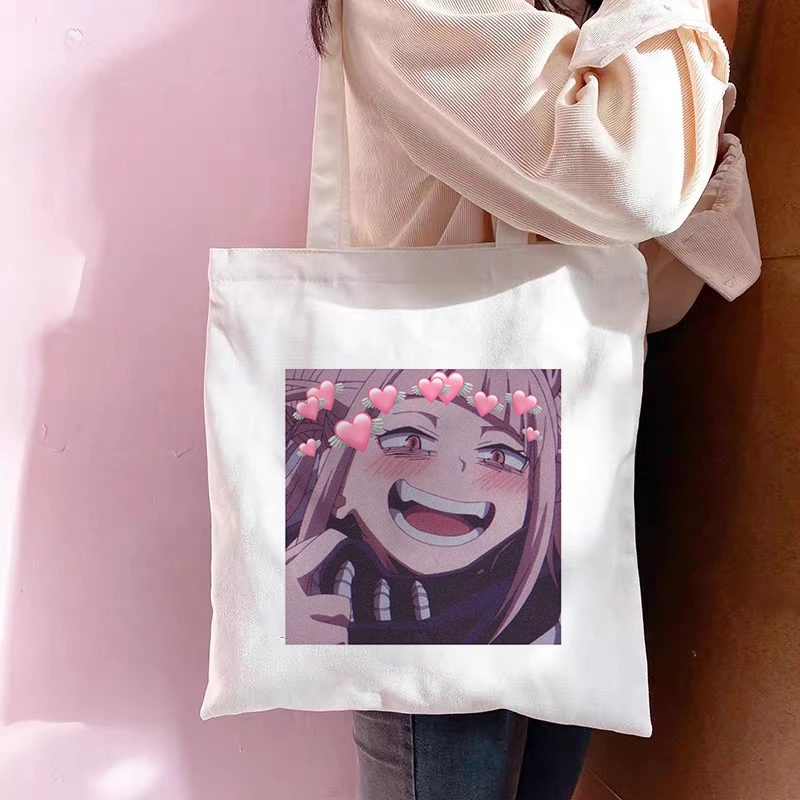 My Hero Academia – sac de Shopping Himiko Toga pour femmes, sac de Shopping Ulzzang, fourre-tout en toile imprimé, sac à main, sac à bandoulière Harajuku