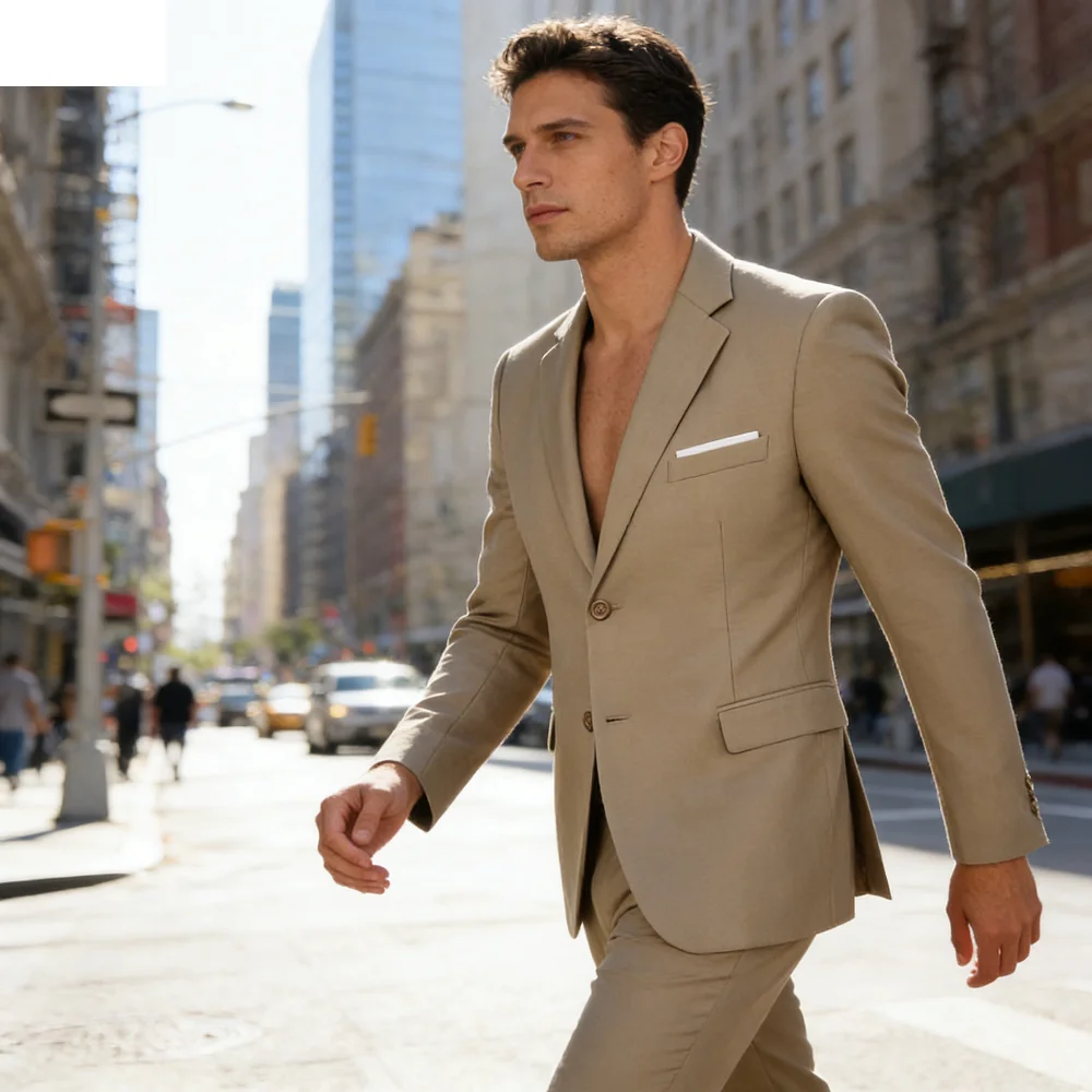 

Asymmetric Men's Terno with Buckle Blazer Sets Groomsmen Smoking Customizable Wedding Dance Prom Formal Suit Custom Tailored