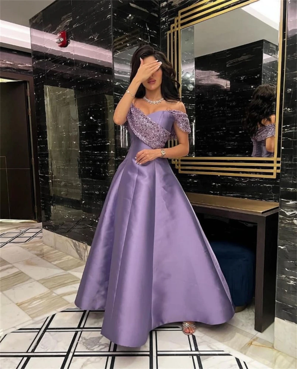 Dostosowana suknia wieczorowa Mecca سهره فساتين Off the Shoulder A Line Satin مناس Formal Occasion نسائيه فخ requirements