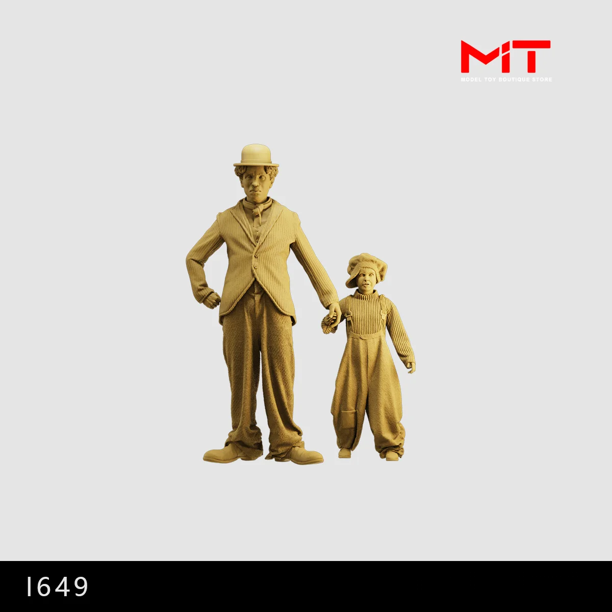 Miniatures Figurine 1/64 1/43 The Comedian and the Child Hold Hands 3D Print Diorama Doll Sand Table Scene Props Display Decora