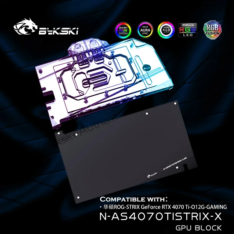 Bykski N-AS4070TISTRIX-X 4070 Ti Strix Watercooler For Asus ROG-Strix RTX 4070Ti Water Block 5V ARGB SYNC