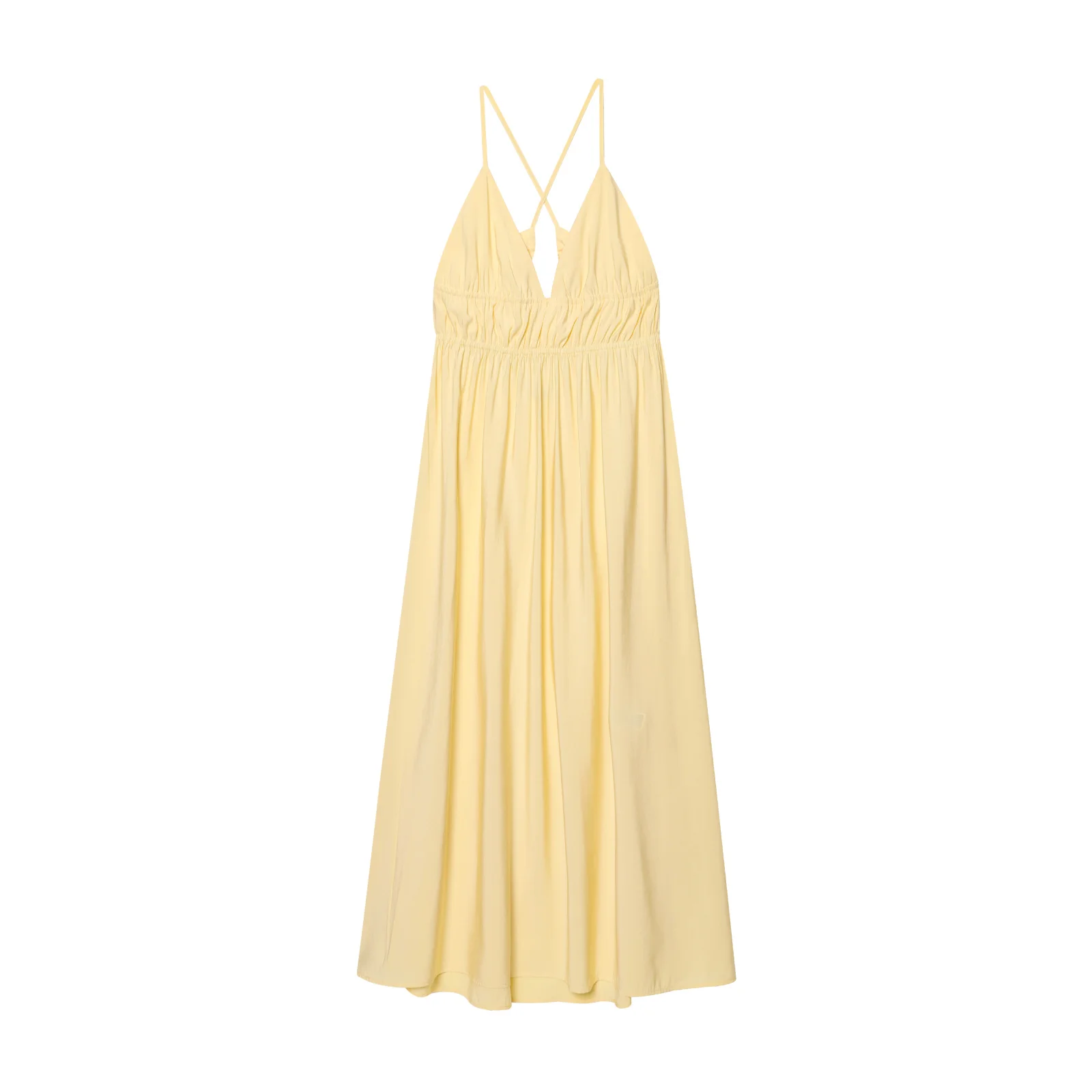 

BM&MD&ZA Women's Elegant Sexy Low - cut Sleeveless Spaghetti - strap Mid - length Loose Dress with Open Back and Tie Decoration