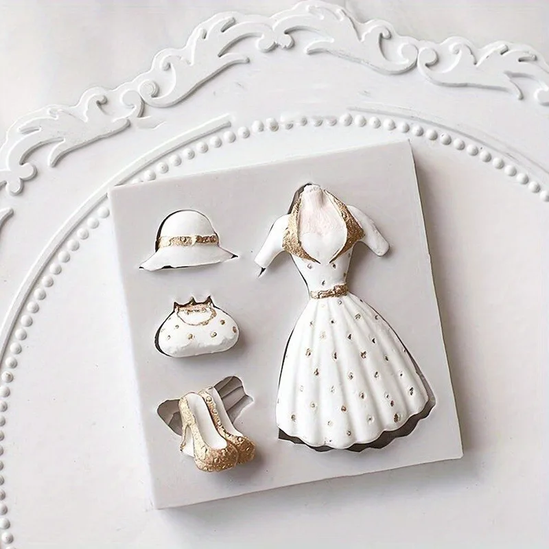 Cute Princess Dress Costume Fondant Cake Decoration Silicone Mold - Perfect for Fondant, Baking, and Kitchen Gadgets