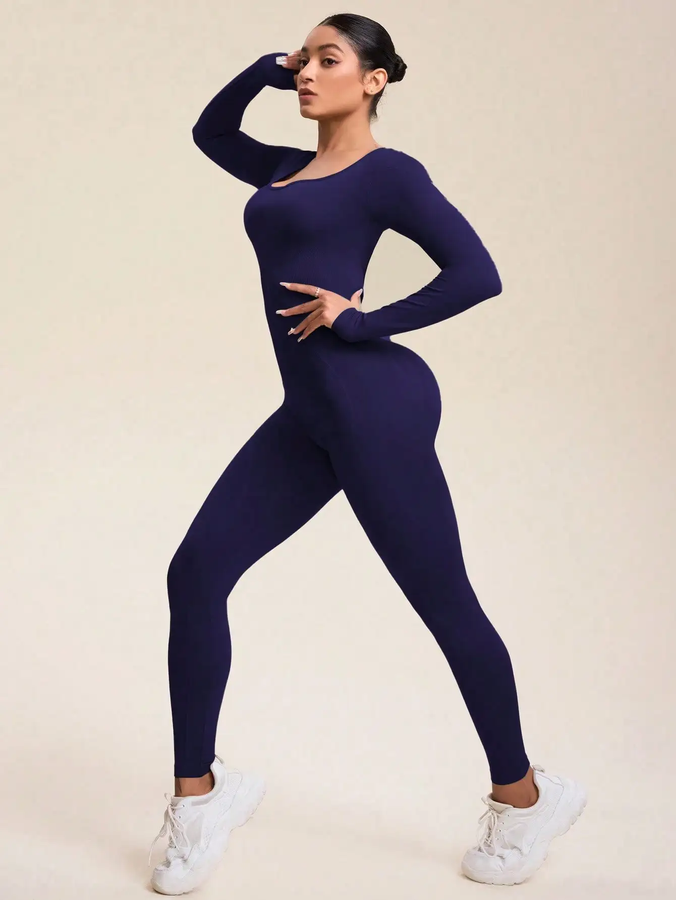 Women's Yoga Jumpsuit Elle Ribbed — Seamless
