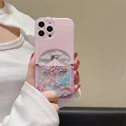 Novelty Carousel Quicksand Case for iphone 16 13 14 Pro Max 15 14Plus Luminous Cover Soft Relief Protective Funda Arena Movediza