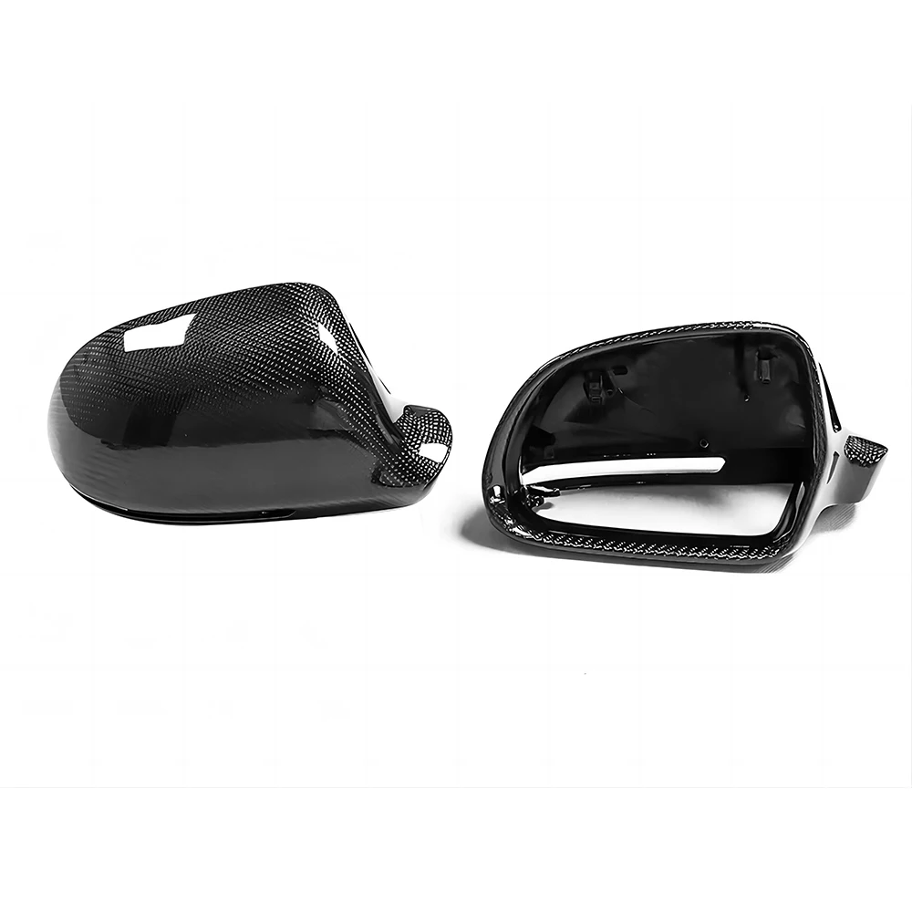 Replacement Rearview Side Mirror Covers Cap For Audi 13-16 Q3 Real Carbon Fiber Casing Shell With Blind Spot Assist