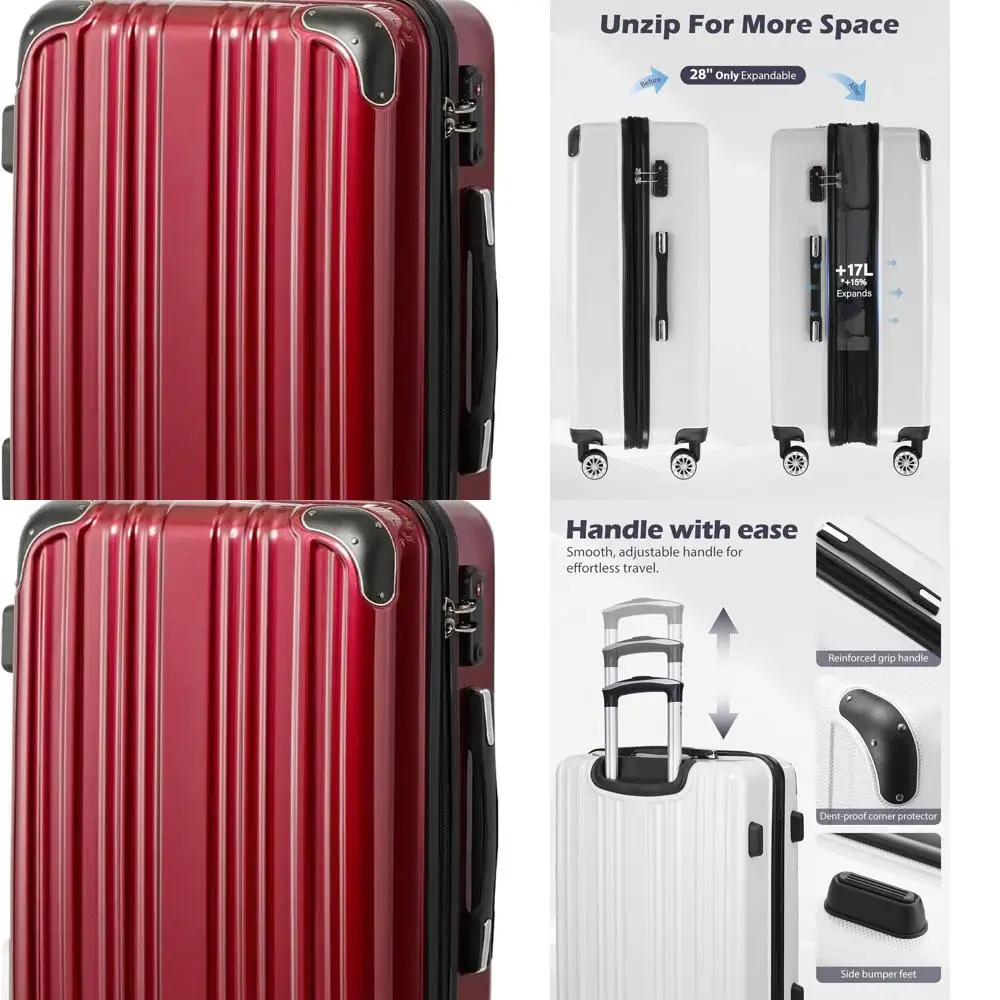 

Expandable 28 Suitcase in PC+ABS Material, Spinner Wheels, Available in 20, 24, and 28 Sizes, Wine Wind New Color, Carry-On Lugg