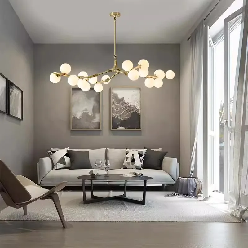 

Promotions gold/Black Adjustable shape magic beans chandelier celing light led MAX 24 head for Dining room Iron+Glass