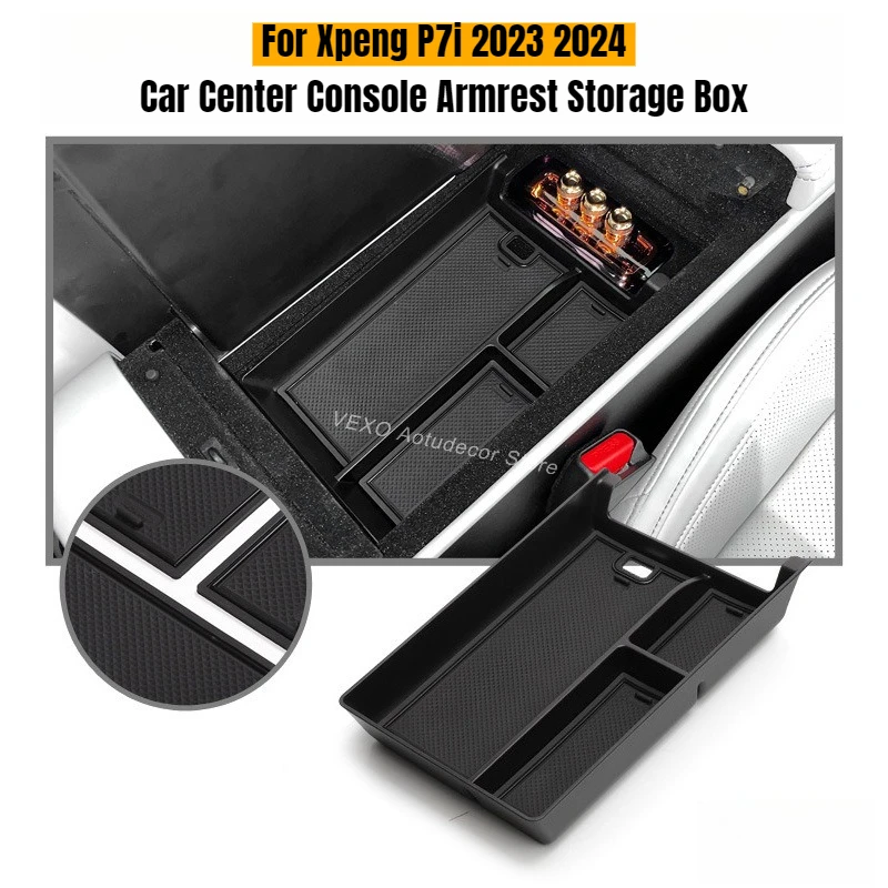 

For Xpeng P7i 2023 2024 Car Center Console Armrest Storage Box Electric Vehicle Central Storage Organizer Container Tray Case