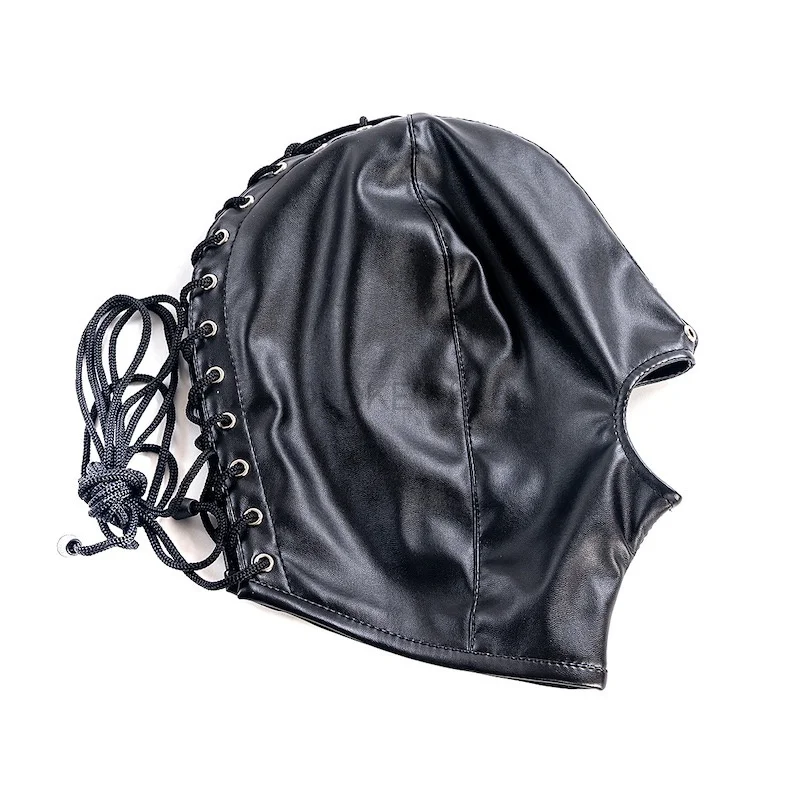 Zwart Roze PU Leer Fetish Masker Open Mond Hoofd Kap Sexy Cosplay Gezichtsmasker voor Vrouwen Mannen Party Rollenspellen Exotische Kostuums