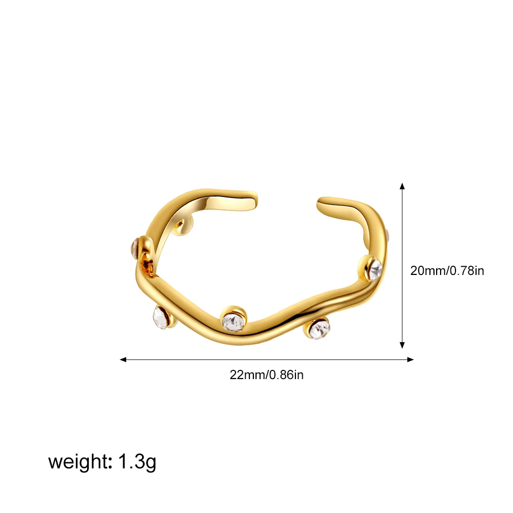 Semplice linea onda Cubic Zirconia anello aperto gioielli alla moda squisito anello di fidanzamento con dito di fidanzamento in acciaio inossidabile