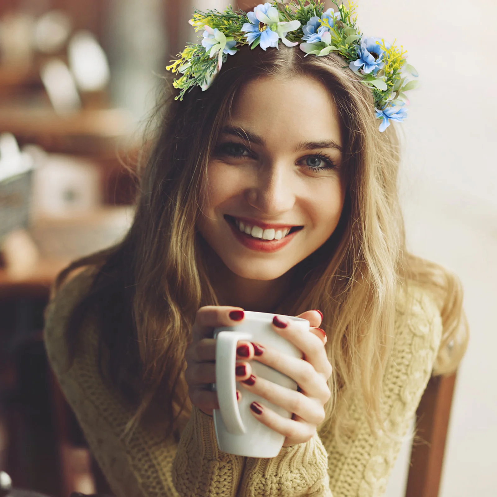 

Simulation Blue Flower Hair Hoop Durable Lightweight Creative Headdress for Weddings Festivals Photography Fashion Headwear