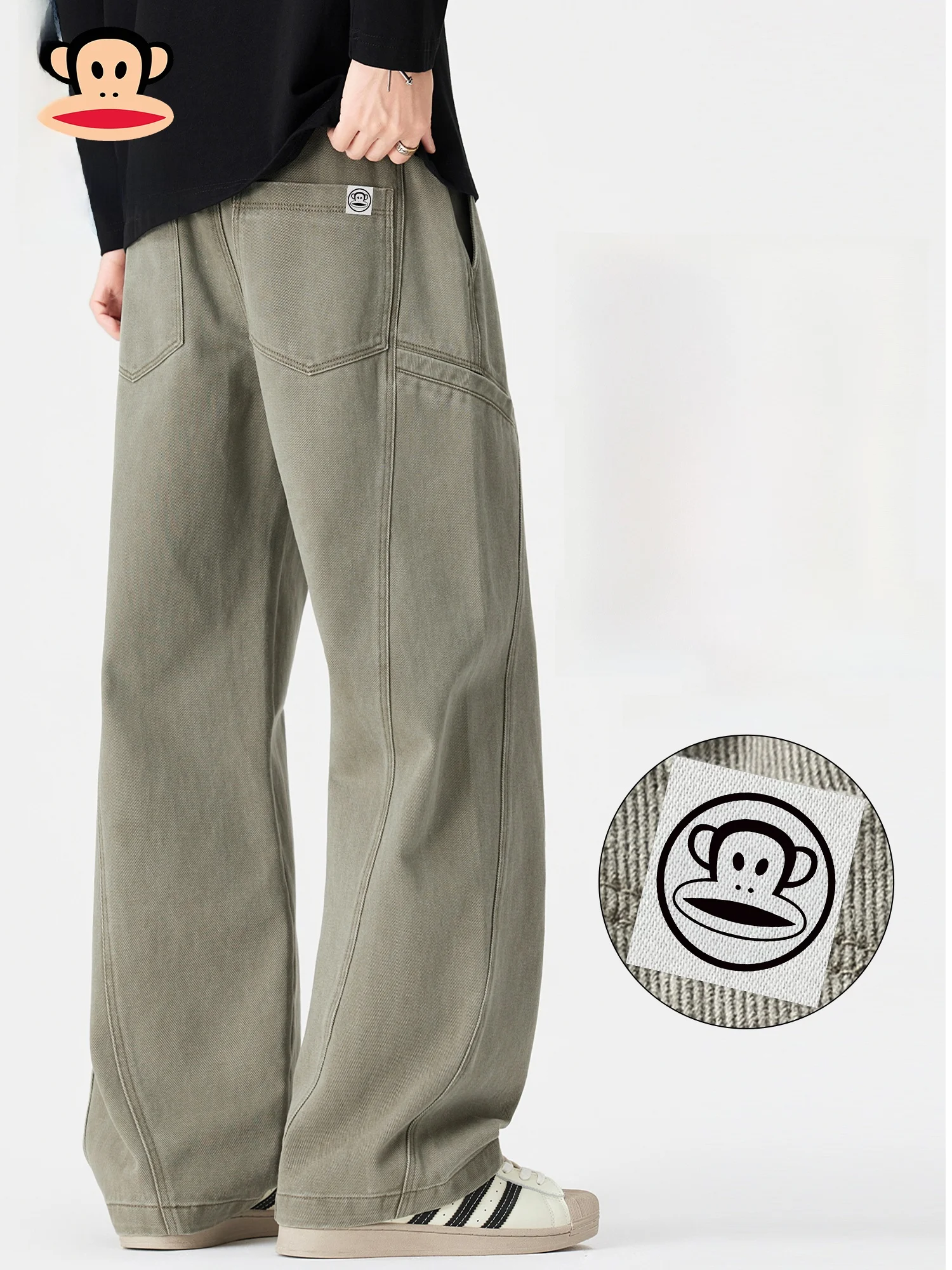 

PaulFrank Pure Cotton Straight Leg Casual Trousers Men's Spring 2026 American High Street Wide Leg Workwear Trousers