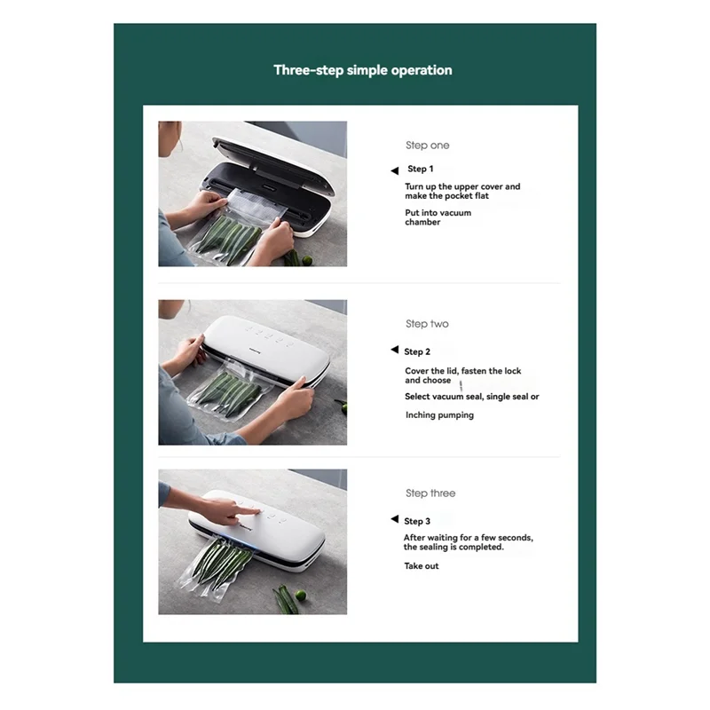 Fresh-Keeping Sealing Machine Vacuum Sealer Household Sealing Machine Small Food Vacuum Machine EU Plug-A77G