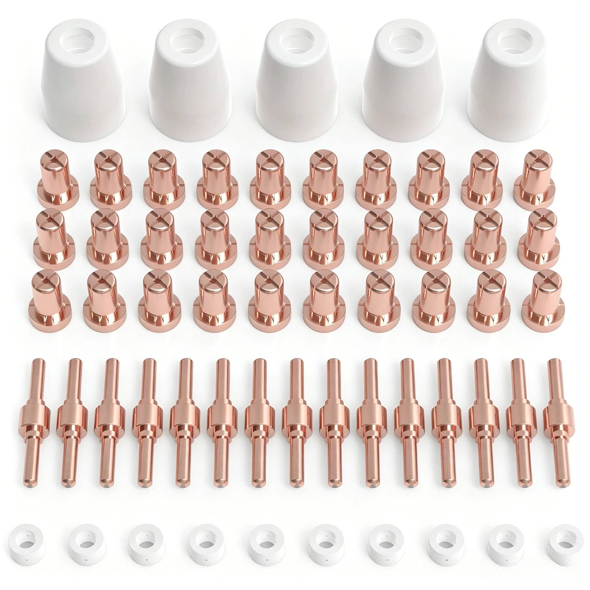 Complete PT31 Plasma Torch Accessories 60 Pieces Electrodes Nozzles Swirl Ring Tips for CUT-45 CUT-50 MCT-520 CT-520 Cutters