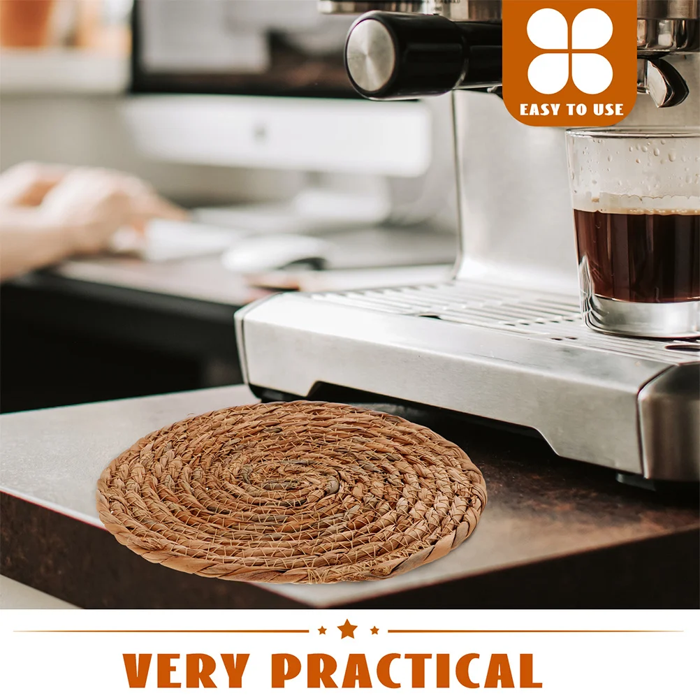 4 قطعة الرجائز الروطان 4.72 بوصة المفارش المنسوجة العزل الحراري المضادة للانزلاق الوقايات المستديرة للأواني الساخنة المقالي أطقم شاي السلطانية الحصير