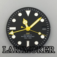 LARIMOKER 29MM Yellow GMT Dial NH34 Dial Hands Green Luminous Dots Suitable For NH34 Automatic Mechanical Movement
