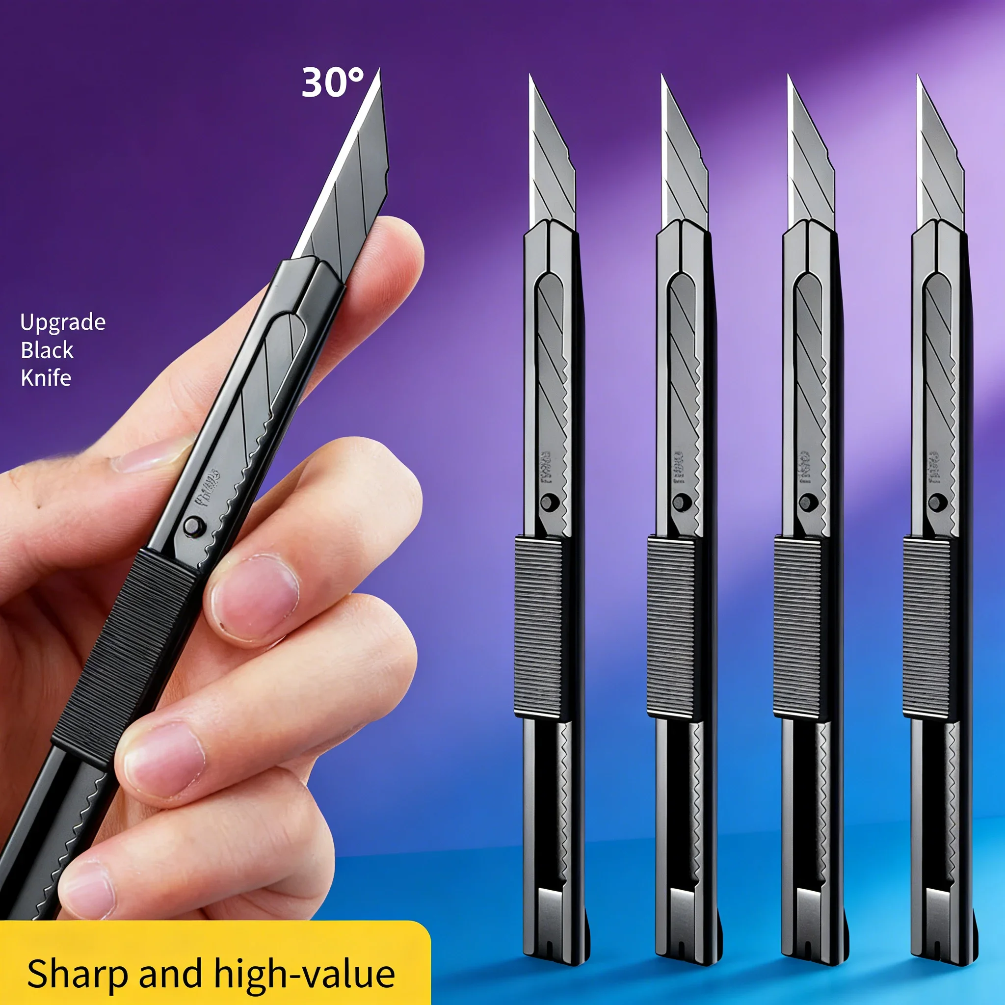 

Black Tungsten Steel Utility Knife - Industrial Grade Stainless Steel Cutter for Unboxing & Wallpaper