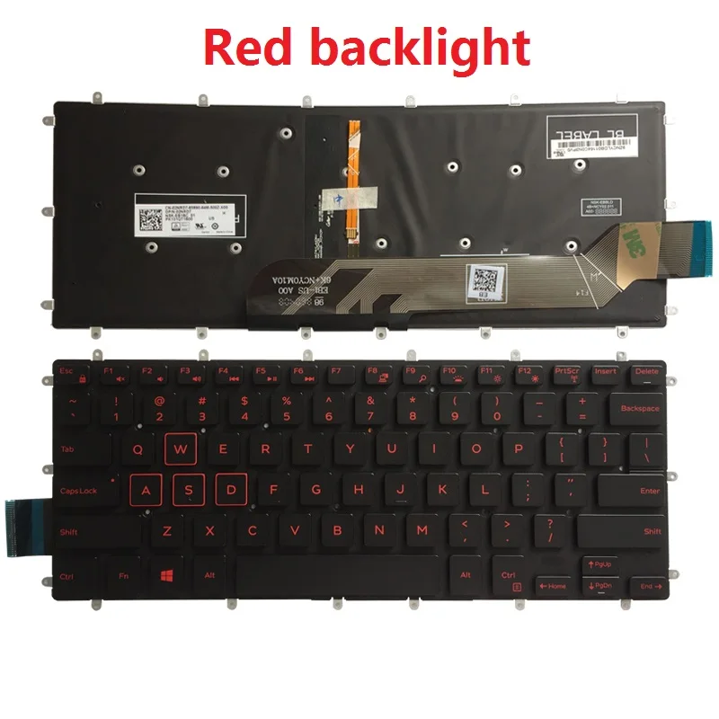 Pop US red/white Keyboard For DELL Inspiron 13 5368  5378 5578 7368 7378 Laptop keyboard