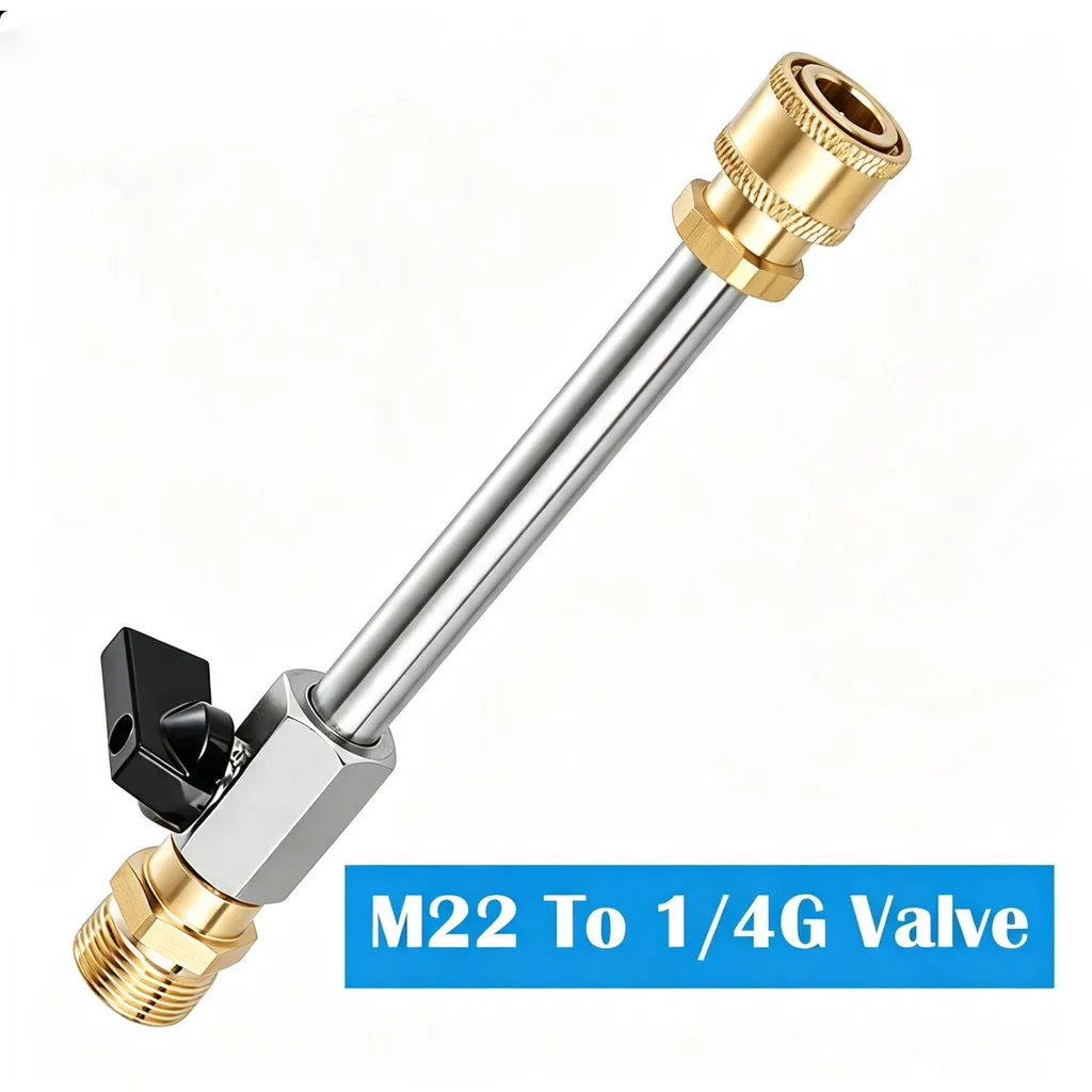 高圧洗浄機用ボールバルブキット、1-4インチクイックコネクトとm22-14mm耐久性のある真鍮構造、高圧洗浄機用アクセサリー