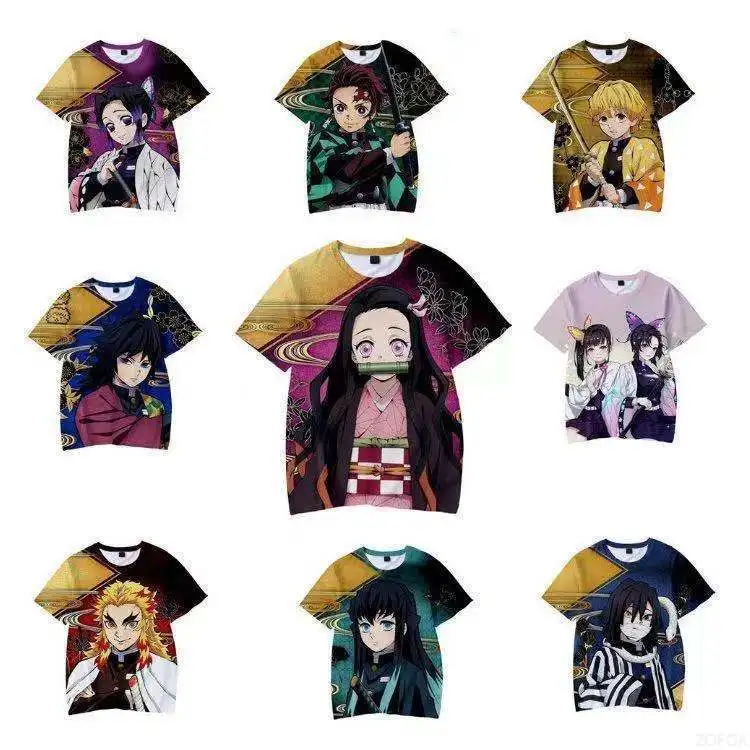 اليابانية أنيمي شبح القاتل بليد تي شيرت الكرتون الكبار الأطفال فراشة النينجا فول الفحم جيرو ثلاثية الأبعاد مطبوعة قصيرة الأكمام #1