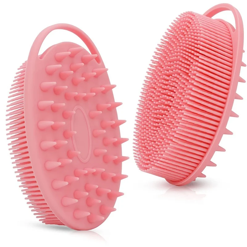 2-in-1 shower shampoo brush, shower silicone body scrub, exfoliating body brush, high-quality silicone loofah, scalp massag